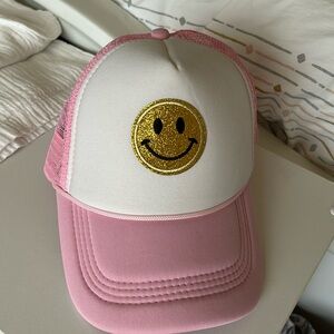 Pink smiley face hat!
